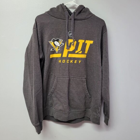 Fanatics Pittsburg Penguins Hoodie Gray Mens Medium NHL Logo Hockey Apparel - Picture 1 of 8